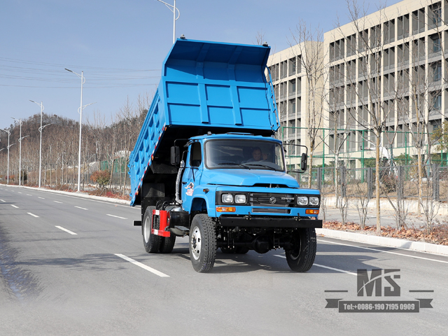 အပြာရောင် 170hp Dongfeng 4*4 Tipper Truck Dump Truck _Single Row Pointed Head Construction Stie Mining Trucks_ Export အထူးယာဉ် ပြောင်းလဲခြင်း ထုတ်လုပ်သူ