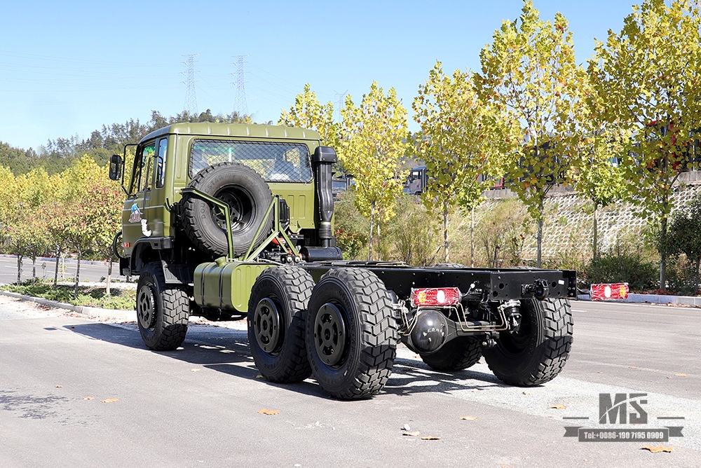 190hp Dongfeng EQ2102 ခြောက်ဘီးယက် Chassis_6×6 Army Green 153 တစ်တန်းနှင့်တစ်ခြမ်း Cab Off Road Chassis_Dongfeng Truck Chassis Export Special Truck Chassis