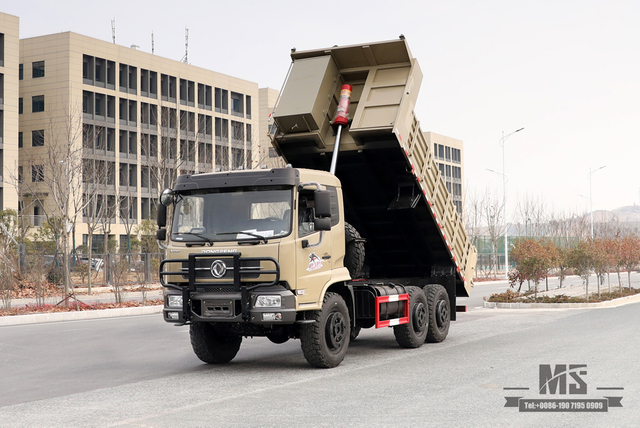 210hp 6*6 Dongfeng Dump Truck_ Flat Head Tipper Truck ခြောက်ဘီးယက် ကုန်းလမ်းသယ်ယူပို့ဆောင်ရေး ထရပ်ကား_ရောင်းရန် အထူးယာဉ်