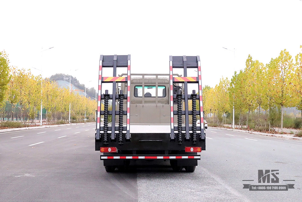 Dongfeng လေးဆေ့ပြားတူးထရပ်ကား_8*4 အမြီးတောင်တက်သမား 7m6 အပြားလိုက်ထရပ်ကား_ပို့ရန် အထူးထောက်ပံ့ပို့ဆောင်ရေးသိုလှောင်ကွန်တိန်နာထရပ်ကားများ