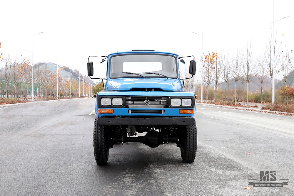 Dongfeng Four Wheel Drive Tipper Truck Chassis _170hp အပြာရောင် 4*4 Single Row Pointed Head Dump Truck Chassis Mining Trucks Chassis_ Export အထူးယာဉ်