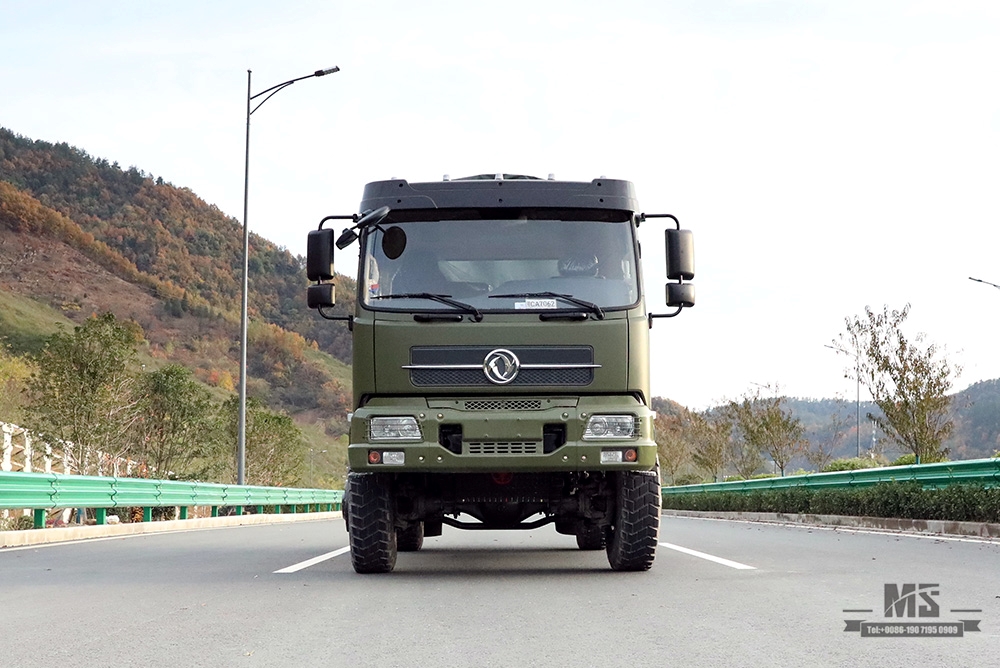 Dongfeng Four wheel Drive Dump Truck ရောင်းရန်_4*4 Army Green Flathead Head Tipper Truck ထုတ်လုပ်သူ_Dongfeng 4WD Export အထူးယာဉ်