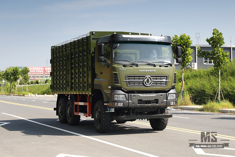 340 hp Dongfeng ခြောက်ဘီးယက်လမ်းကြမ်းကုန်တင်ထရပ်_6*6 15T ကွန်တိန်နာအကြီးစားထရပ်ကား_6WD အထူးကုန်စည်ပို့ဆောင်ရေးထရပ်