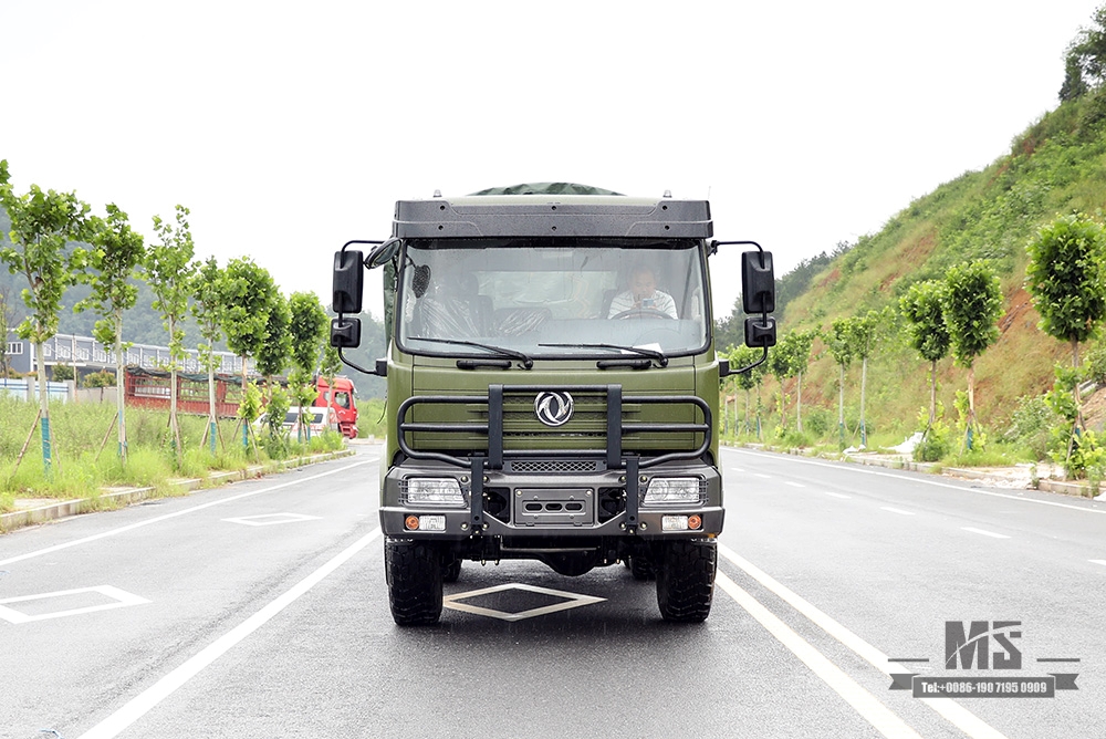 ရောင်းရန် Dongfeng ခြောက်ဘီးယက်ထရပ်ကား_6*6 တပ်မတော်အစိမ်းရောင် Flathead Head Truck ထုတ်လုပ်သူ_Dongfeng 6WD တင်ပို့သည့် အထူးယာဉ်