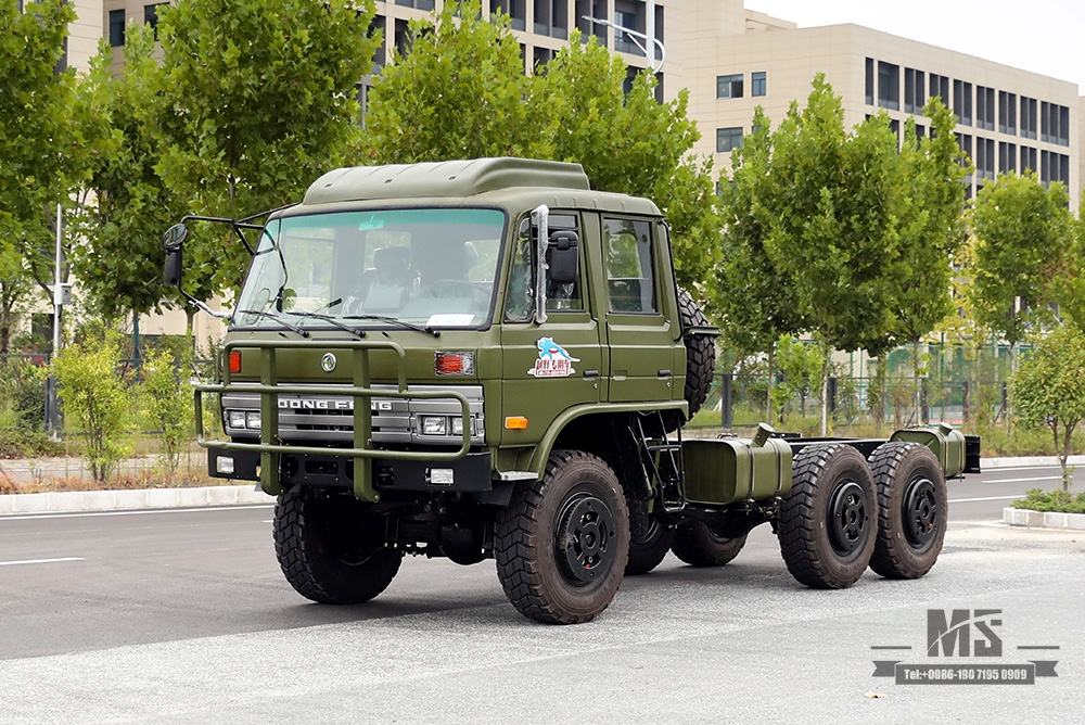 190hp Dongfeng EQ2102 ခြောက်ဘီးယက် Chassis_6×6 EQ246 153 Double Row Cab Army Green Truck Chassis_Dongfeng Truck Chassis Export Special Purpose Vehicle Chassis