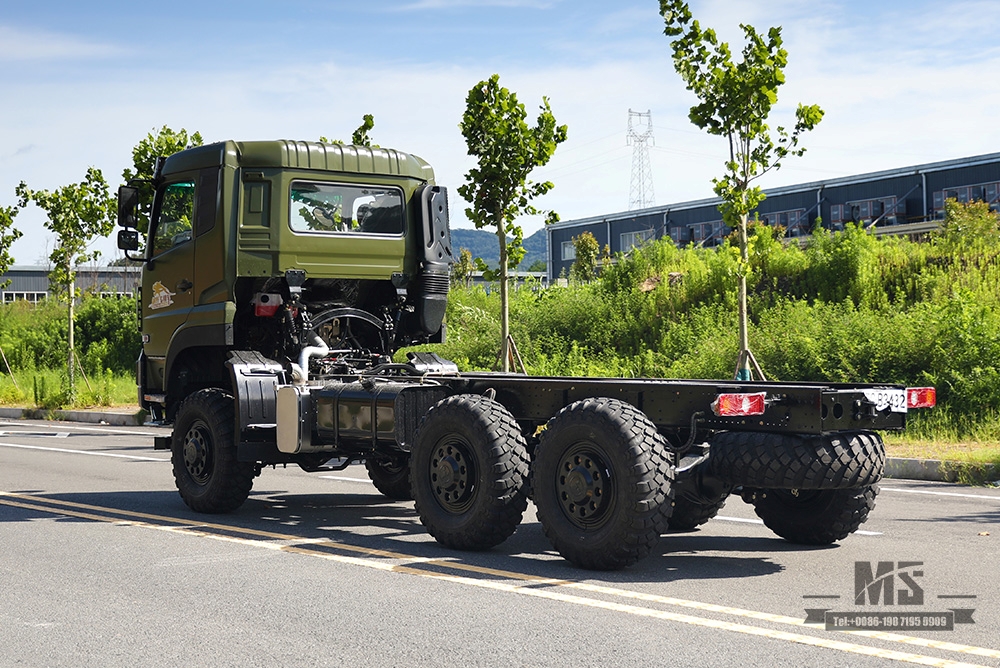 340 hp Dongfeng 6×6 Off Road Chassis_ခြောက်ဘီး Drive Dongfeng Flat Head One နှင့် Half Row Chassis Cargo Truck Chassis AWD 6*6 Export အထူးယာဉ်