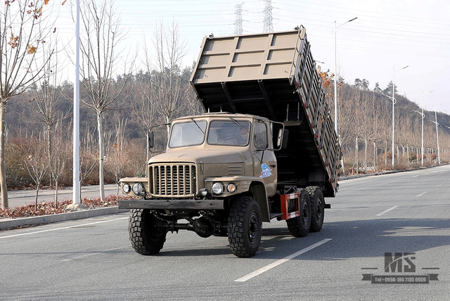 Dongfeng EQ2082 Barn Dump Truck_170 hp ခြောက်ဘီးယက် ကားလမ်းကြမ်း Tipper Truck_6WD 240 2.5T ထရပ်ကား_All-wheel Drive 25Y Truck Export အထူးယာဉ်