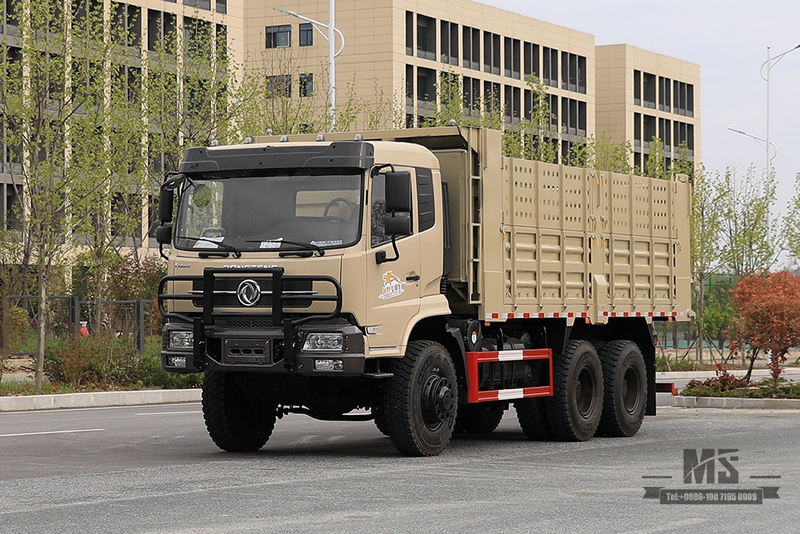 260 hp ခြောက်ဘီးယက် Dongfeng Dump Truck_6*6 Flat Head Cargo Box Baffle Heightened Tipper Truck Off Road Transportation Truck_Export အထူးယာဉ်