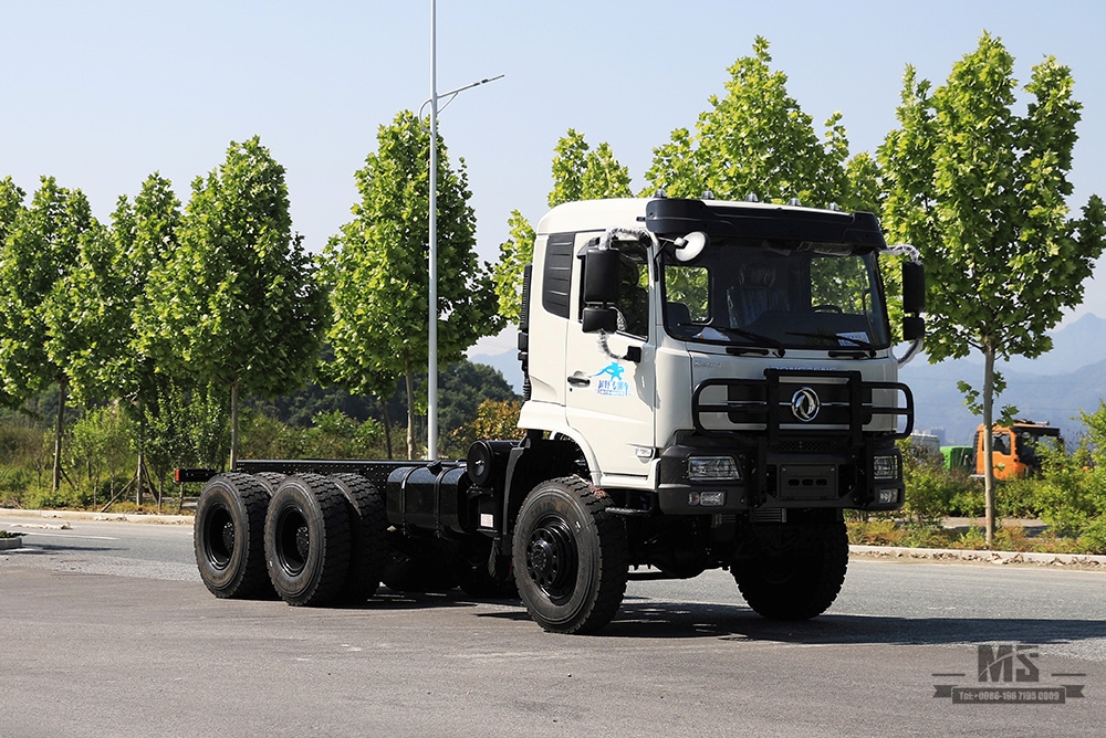 340 HP Dongfeng ခြောက်ဘီးယက်ထရပ်ကား Chassis_6×6 Flathead 13T/13T Axle Truck Chassis_Dongfeng 6*6 Truck Chassis_ Export အထူးထရပ်ကား Chassis