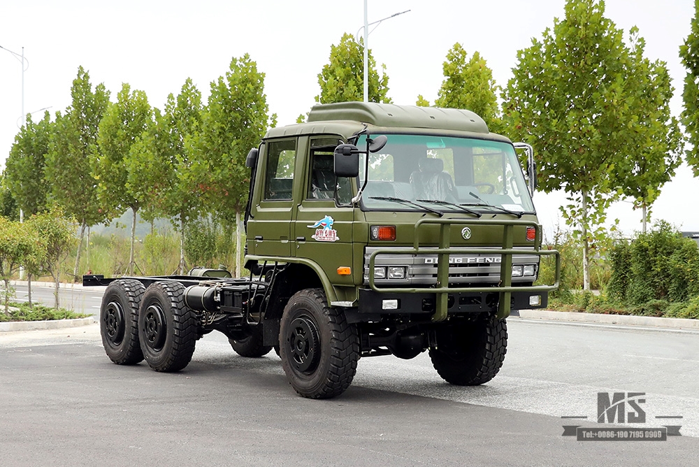 190hp Dongfeng EQ2102 ခြောက်ဘီးယက် Chassis_6×6 EQ246 153 Double Row Cab Army Green Truck Chassis_Dongfeng Truck Chassis Export Special Purpose Vehicle Chassis