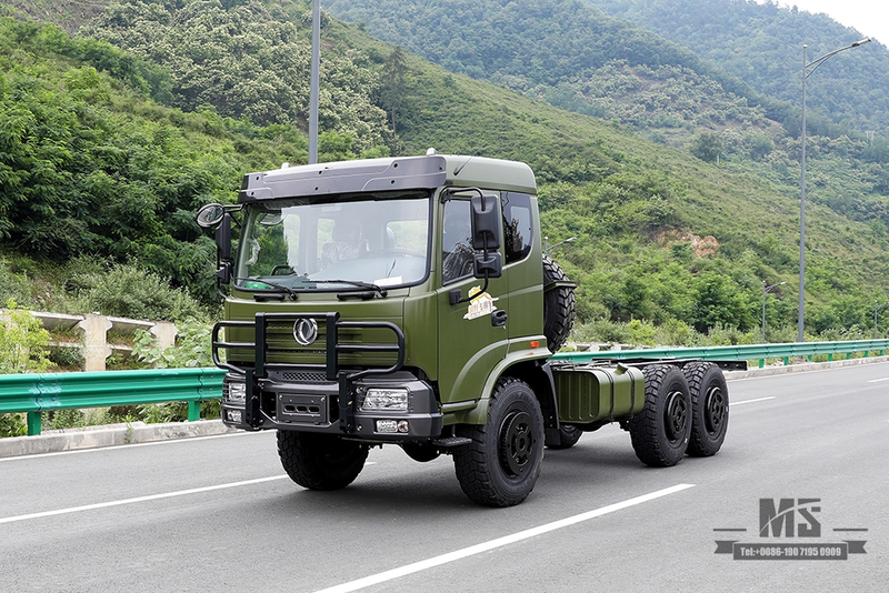 210 hp Dongfeng ခြောက်ဘီး Drive Chassis for Sale_6*6 Army Green Flathead Head Truck Chassis Coversion ထုတ်လုပ်သူ_Dongfeng Export အထူးယာဉ်ကိုယ်ထည်