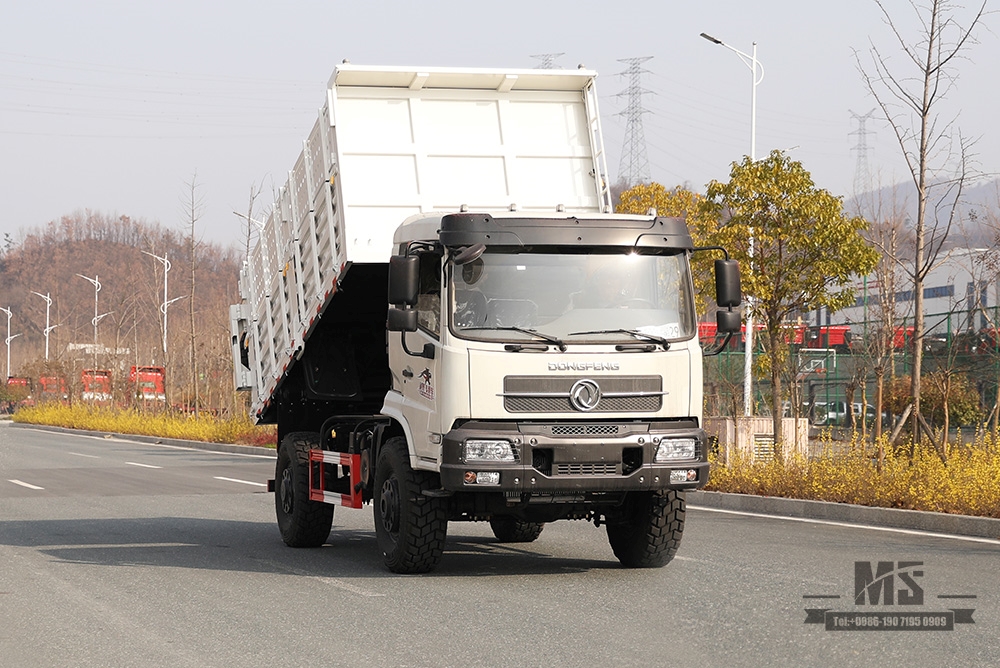 Dongfeng Four Wheel Drive 13T Dump Truck_210hp 4x4 Mining Tipper Truck ကွန်တိန်နာအမြင့် လမ်းကြမ်းထရပ်ကား_ axle နှစ်ချောင်း တင်ပို့ခြင်း အထူးရည်ရွယ်ချက်ယာဉ်