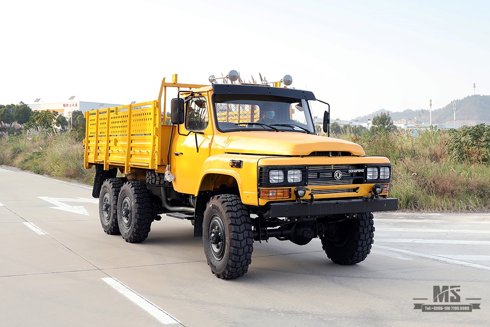 170 hp Dongfeng ခြောက်ဘီးယက် EQ2082 Truck_Gold Yellow 6*6 Single Row Pointed Head Off-road Special Truck_6×6 pointed 25Y Truck Export အထူးယာဉ်