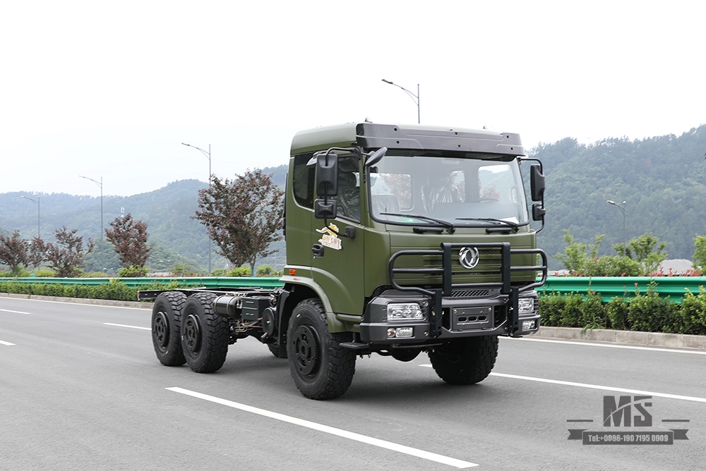 210 hp Dongfeng ခြောက်ဘီး Drive Chassis for Sale_6*6 Army Green Flathead Head Truck Chassis Coversion ထုတ်လုပ်သူ_Dongfeng Export အထူးယာဉ်ကိုယ်ထည်