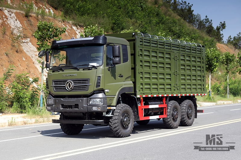 340 hp Dongfeng 6×6 Off Road Truck ခြောက်ဘီး Drive Dongfeng Flat Head One and a half Row High Container Heavy Duty Truck Cargo Truck Vehicle AWD 6*6 Export အထူးယာဉ်