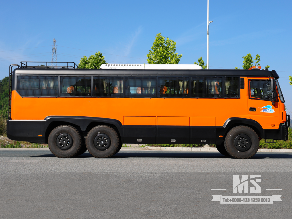 210HP 6x6 Dongfeng ခရီးသည်တင်ဘတ်စ် | လမ်းကြမ်းအားလုံး မြေပြင်အထူးခရီးသည်တင်ယာဉ်