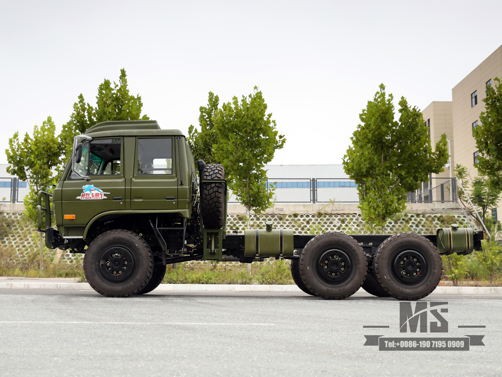 190HP Dongfeng Eq2102 ခြောက်လခြောက်ဘီးယက်ကြိုး chassis_6 × 6 EQ246 153 နှစ်ထပ်တက္ကစီရွှေထရပ်ကားအစိမ်းရောင်ထရပ်ကားကိုယ်ထည်