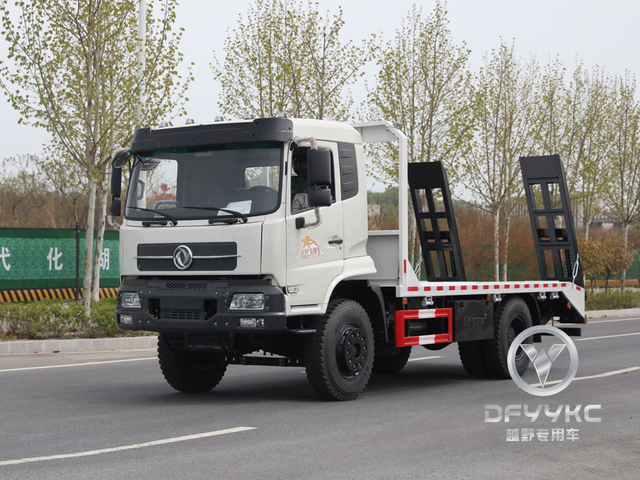 Dongfeng Flat-topped Semi-Cab | တူးဖော်သယ်ယူပို့ဆောင်ရေးယာဉ် | တူးဖော်သူသည် Flatbed Truck Hook Machine ဘုတ်အဖွဲ့ | Hydraulic Ladder Truck Tandem Trailer | 