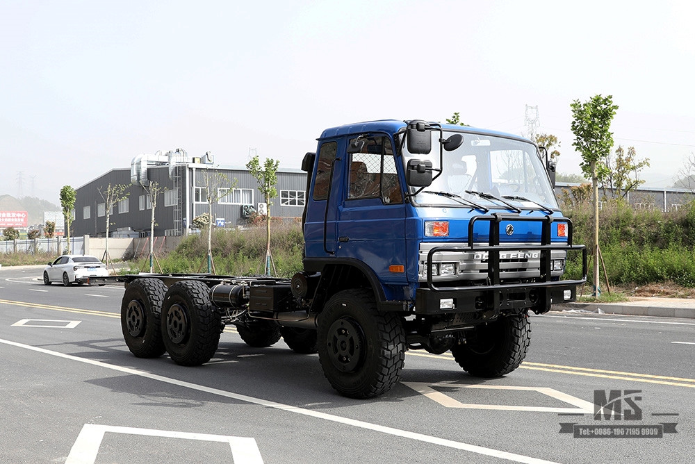 210hp Dongfeng EQ2102 ခြောက်ဘီးယက် Chassis_6×6 အပြာရောင် 153 တစ်တန်းနှင့်တစ်ခြမ်း Cab Off Road Chassis_Dongfeng 6WD Truck Chassis Export Special Truck Chassis