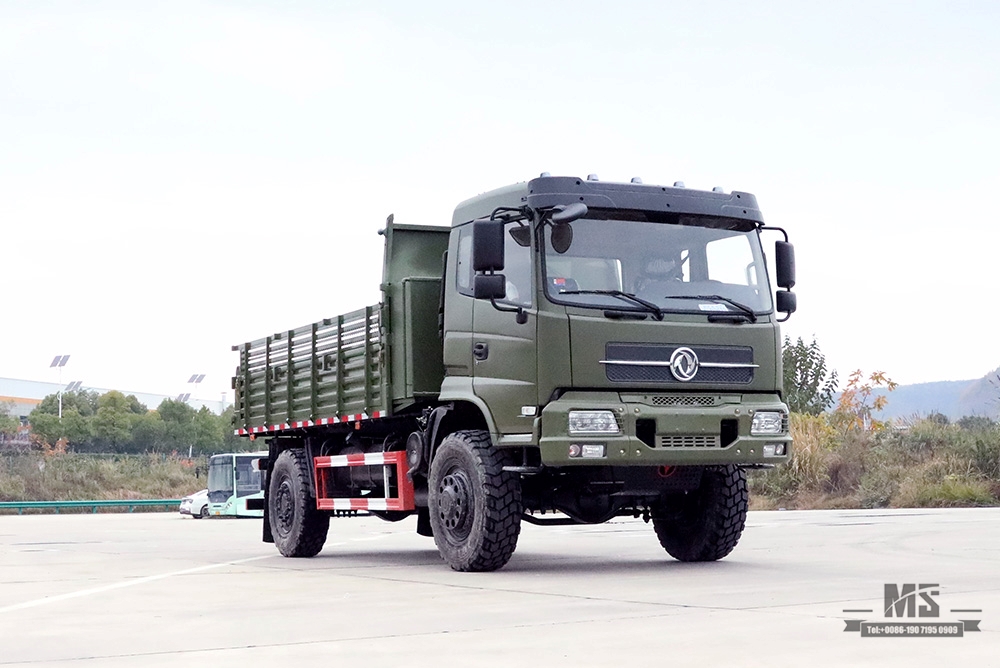 340hp 6*6 Off Road Truck_Dongfeng Flat Head Cargo Truck with Tarpaulin Pole_ခြောက်ဘီးယက် အထူးယာဉ် တင်ပို့ခြင်း