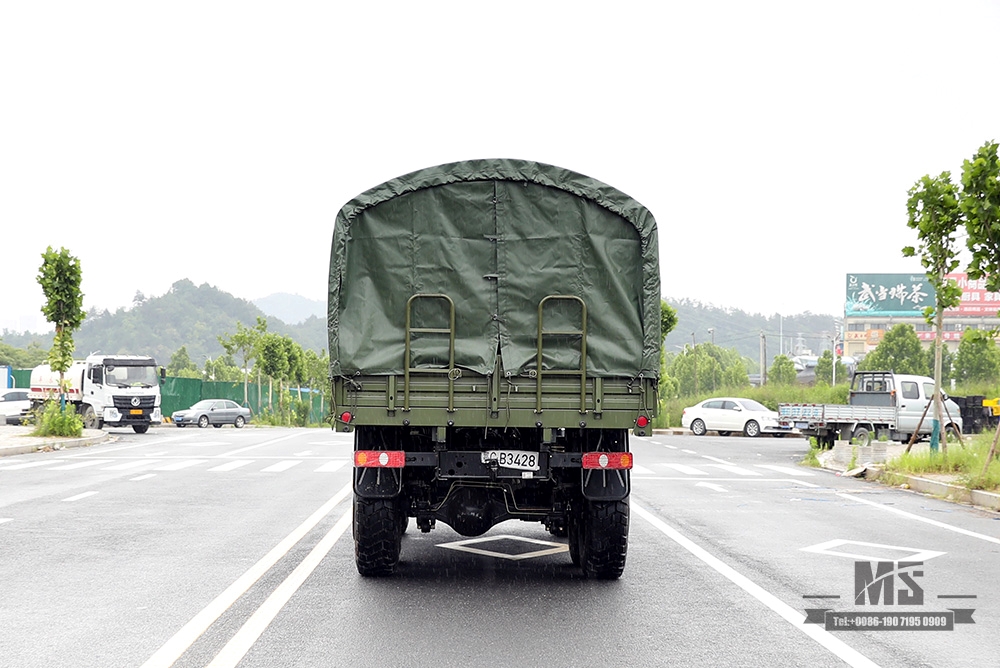 Dongfeng 210hp ခြောက်ဘီး Drive Cargo Truck_6*6 Army Green Flathead Head Transport Truck With Tarpaulin Pole Bumper Coversion ထုတ်လုပ်သူ_Dongfeng 6WD တင်ပို့သည့် အထူးယာဉ်