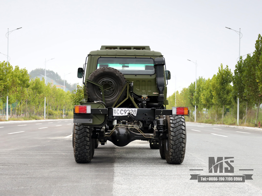 190HP Dongfeng Eq2102 ခြောက်လခြောက်ဘီးယက်ကြိုး chassis_6 × 6 EQ246 153 နှစ်ထပ်တက္ကစီရွှေထရပ်ကားအစိမ်းရောင်ထရပ်ကားကိုယ်ထည်