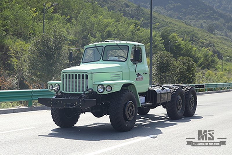 Dongfeng ခြောက်ဘီးယက် EQ2100 Chassis_6*6 190hp Pointed Head Double Glass 140 Cab Truck Chassis for Sale_Dongfeng Army Truck Export Special Vehicle Chassis