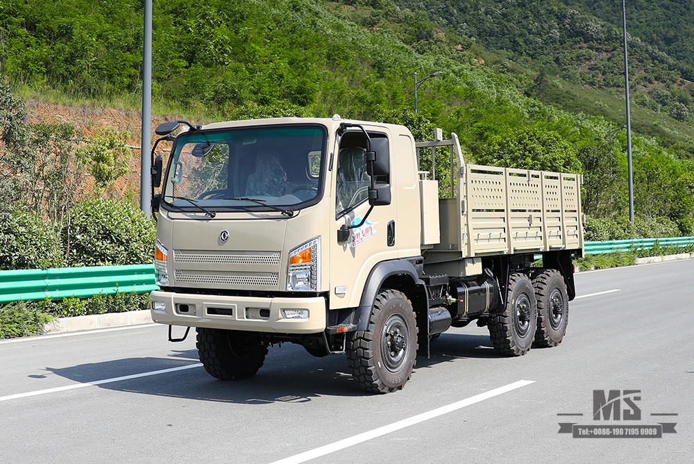 အဝါနုရောင်ရှိသော 190HP Dongfeng EQ2082 6WD လမ်းကြမ်းထရပ်ကား_Dongfeng ခြောက်ဘီးယက် Flathead 6X6 ဒီဇယ်ကုန်တင်ထရပ် သယ်ယူပို့ဆောင်ရေး Truck_Export အထူးယာဉ်