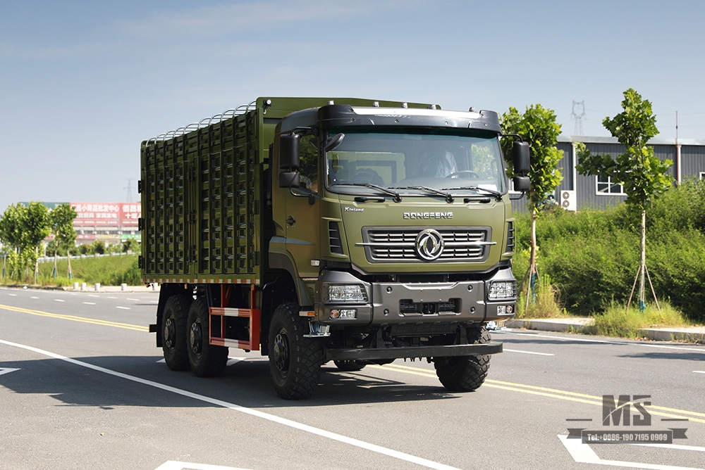 340 hp Dongfeng 6×6 Off Road Truck ခြောက်ဘီး Drive Dongfeng Flat Head One and a half Row High Container Heavy Duty Truck Cargo Truck Vehicle AWD 6*6 Export အထူးယာဉ်