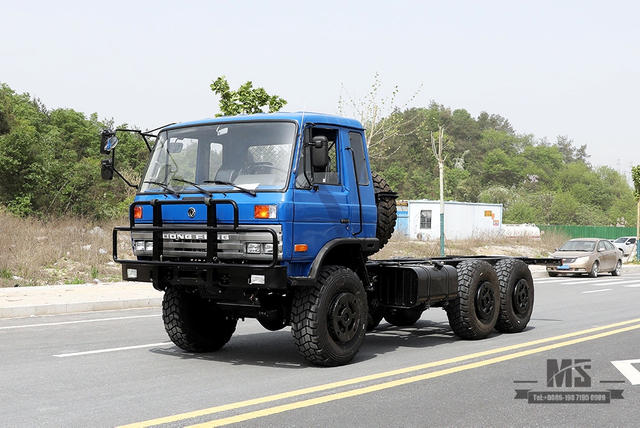 210hp Dongfeng EQ2102 ခြောက်ဘီးယက် Chassis_6×6 အပြာရောင် 153 တစ်တန်းနှင့်တစ်ခြမ်း Cab Off Road Chassis_Dongfeng 6WD Truck Chassis Export Special Truck Chassis