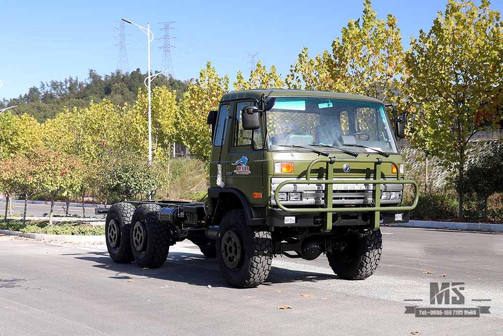 190hp Dongfeng EQ2102 ခြောက်ဘီးယက် Chassis_6×6 Army Green 153 တစ်တန်းနှင့်တစ်ခြမ်း Cab Off Road Chassis_Dongfeng Truck Chassis Export Special Truck Chassis