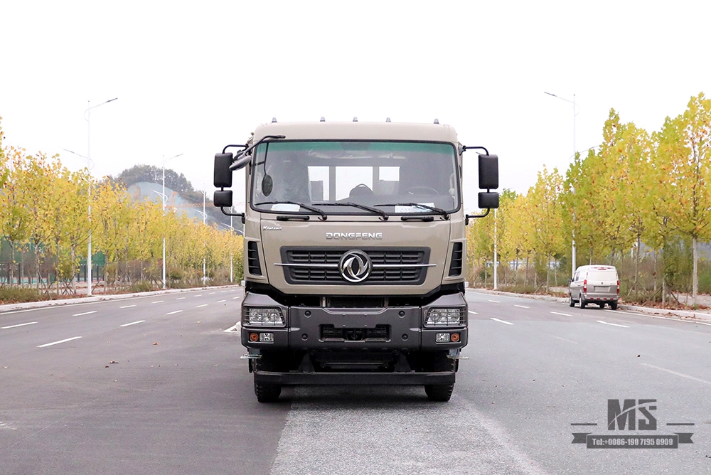 Dongfeng လေးဆေ့ပြားတူးထရပ်ကား_8*4 အမြီးတောင်တက်သမား 7m6 အပြားလိုက်ထရပ်ကား_ပို့ရန် အထူးထောက်ပံ့ပို့ဆောင်ရေးသိုလှောင်ကွန်တိန်နာထရပ်ကားများ