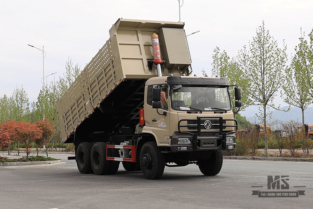 260 hp Dongfeng 6×6 လမ်းကြမ်းအထူး Dump Truck_ခြောက်ဘီးယက်သုံး axle နောက်တာယာနှစ်လုံးတူးဖော်ခြင်း Truck_Customized 7T/13T Lift Truck_ Export အထူးယာဉ်