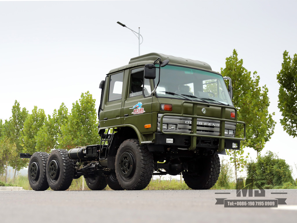 190HP Dongfeng Eq2102 ခြောက်လခြောက်ဘီးယက်ကြိုး chassis_6 × 6 EQ246 153 နှစ်ထပ်တက္ကစီရွှေထရပ်ကားအစိမ်းရောင်ထရပ်ကားကိုယ်ထည်