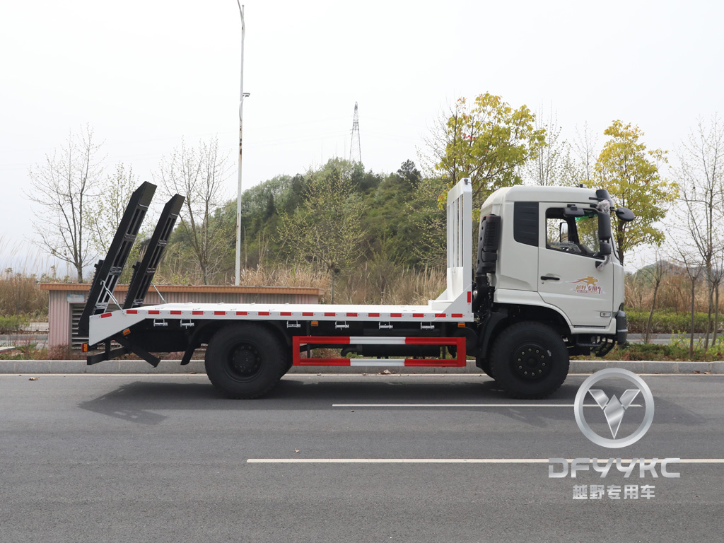 Dongfeng Flat-topped Semi-Cab | တူးဖော်သယ်ယူပို့ဆောင်ရေးယာဉ် | တူးဖော်သူသည် Flatbed Truck Hook Machine ဘုတ်အဖွဲ့ | Hydraulic Ladder Truck Tandem Trailer | 