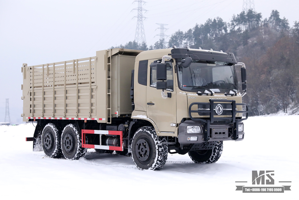 6×6 Dongfeng ခြောက်ဘီးယက် အမှိုက်ပုံးထရပ်_Flat Head Cargo Box Baffle Heightened Tipper Truck 6*6 Off Road Transportation Truck_Export အထူးယာဉ်