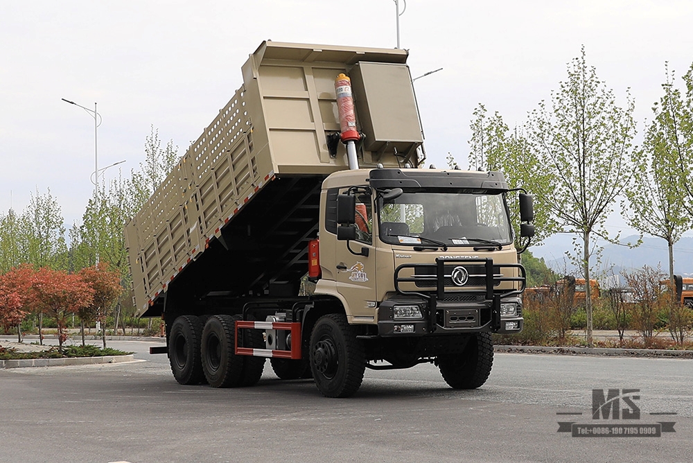 260 hp Dongfeng ခြောက်ဘီးယက် Dump Truck_6*6 Flat Head Single Row Tipper Truck ကုန်းလမ်းသယ်ယူပို့ဆောင်ရေး Truck_Export အထူးယာဉ်