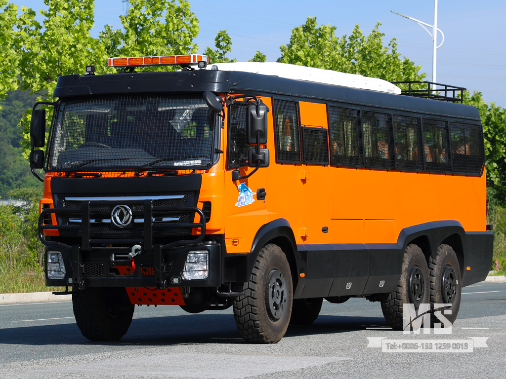 210HP 6x6 Dongfeng ခရီးသည်တင်ဘတ်စ် | လမ်းကြမ်းအားလုံး မြေပြင်အထူးခရီးသည်တင်ယာဉ်