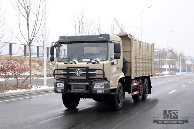 ခြောက်ဘီးယက် Dongfeng Dump Truck_6*6 Flat Head Cargo Box Baffle Heightened Tipper Truck Off Road Transportation Truck_Export အထူးယာဉ်