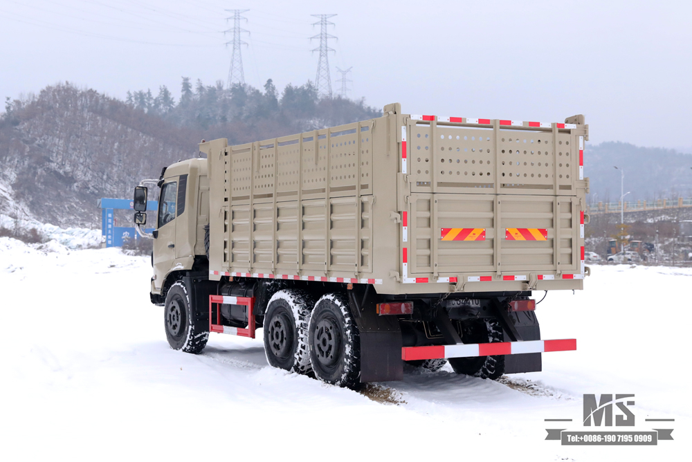 6×6 Dongfeng ခြောက်ဘီးယက် အမှိုက်ပုံးထရပ်_Flat Head Cargo Box Baffle Heightened Tipper Truck 6*6 Off Road Transportation Truck_Export အထူးယာဉ်