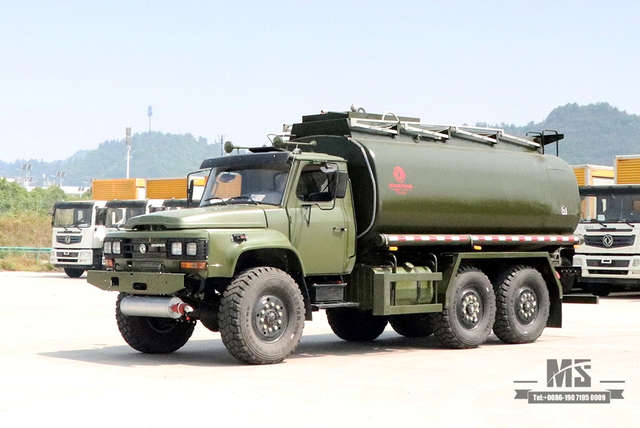 190HP Dongfeng ခြောက်ဘီးယက် EQ2100 Tanker Truck_6*6 Pointed Head Feul Tanker_Six Drive Export Special Tanker လော်ရီ