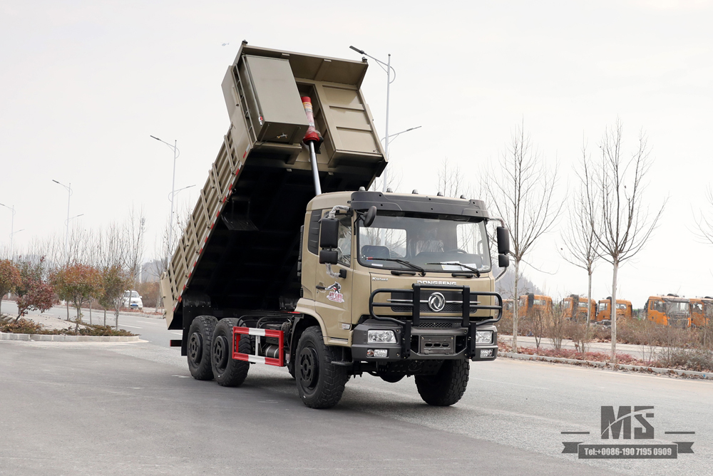 210hp 6*6 Dongfeng Dump Truck_ Flat Head Tipper Truck ခြောက်ဘီးယက် ကုန်းလမ်းသယ်ယူပို့ဆောင်ရေး ထရပ်ကား_ရောင်းရန် အထူးယာဉ်