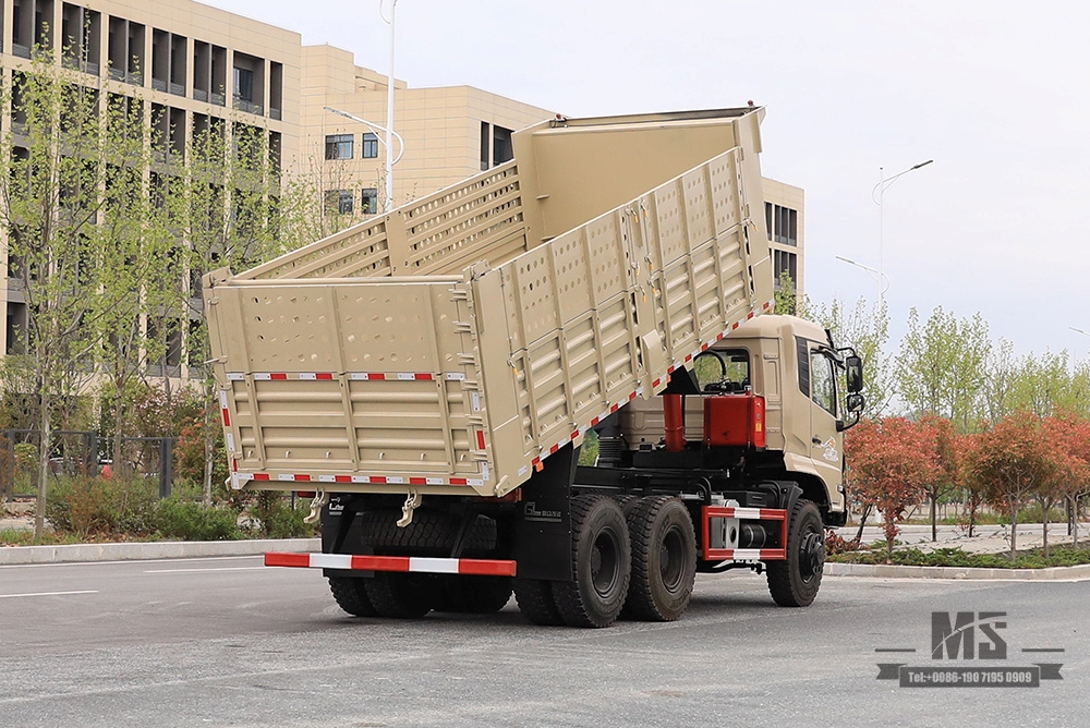 260 hp Dongfeng 6×6 လမ်းကြမ်းအထူး Dump Truck_ခြောက်ဘီးယက်သုံး axle နောက်တာယာနှစ်လုံးတူးဖော်ခြင်း Truck_Customized 7T/13T Lift Truck_ Export အထူးယာဉ်