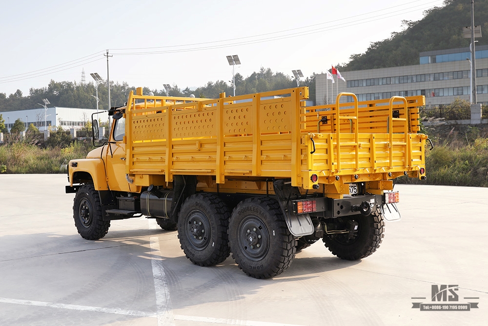 170 hp Dongfeng ခြောက်ဘီးယက် EQ2082 Truck_Gold Yellow 6*6 Single Row Pointed Head Off-road Special Truck_6×6 pointed 25Y Truck Export အထူးယာဉ်