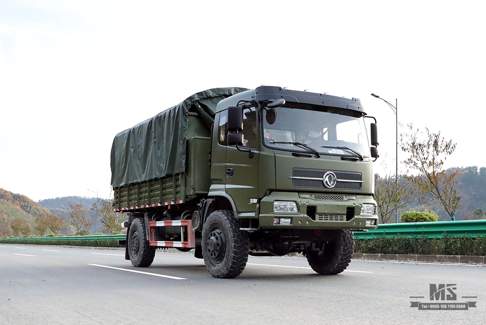 Dongfeng Four wheel Drive Dump Truck ရောင်းရန်_4*4 Army Green Flathead Head Tipper Truck ထုတ်လုပ်သူ_Dongfeng 4WD Export အထူးယာဉ်