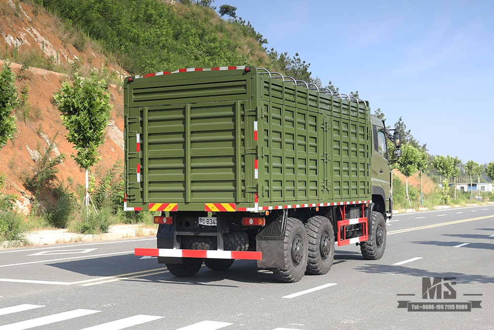 340 hp Dongfeng 6×6 Off Road Truck ခြောက်ဘီး Drive Dongfeng Flat Head One and a half Row High Container Heavy Duty Truck Cargo Truck Vehicle AWD 6*6 Export အထူးယာဉ်