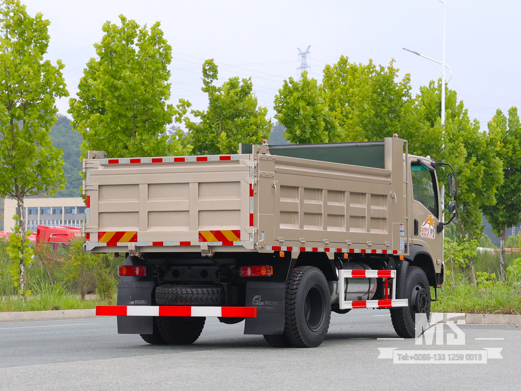 Dongfeng 10 Ton Four-wheel-drive Flat-nose Light Brown Dump Truck (170 HP) | အထူးပို့ကုန်ကားများ 