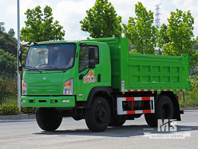Dongfeng 10 Ton Four-wheel-drive Flat-nose Light Green Dump Truck (170 HP) | အထူးပို့ကုန်ကားများ 