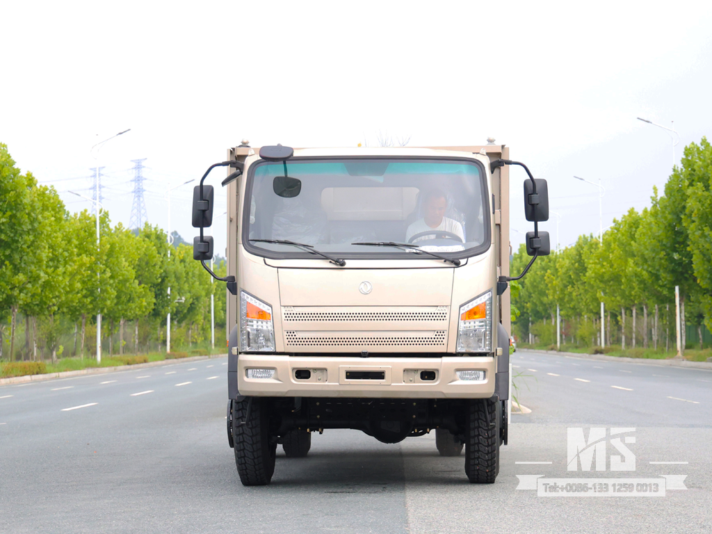 Dongfeng 10 Ton Four-wheel-drive Flat-nose Light Brown Dump Truck (170 HP) | အထူးပို့ကုန်ကားများ 